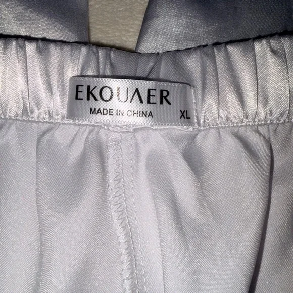 Ekouaer 6 Piece Satin Cami and Pant Set V-Neck Lace Adj Straps Jewel Tones XL - Picture 10 of 13